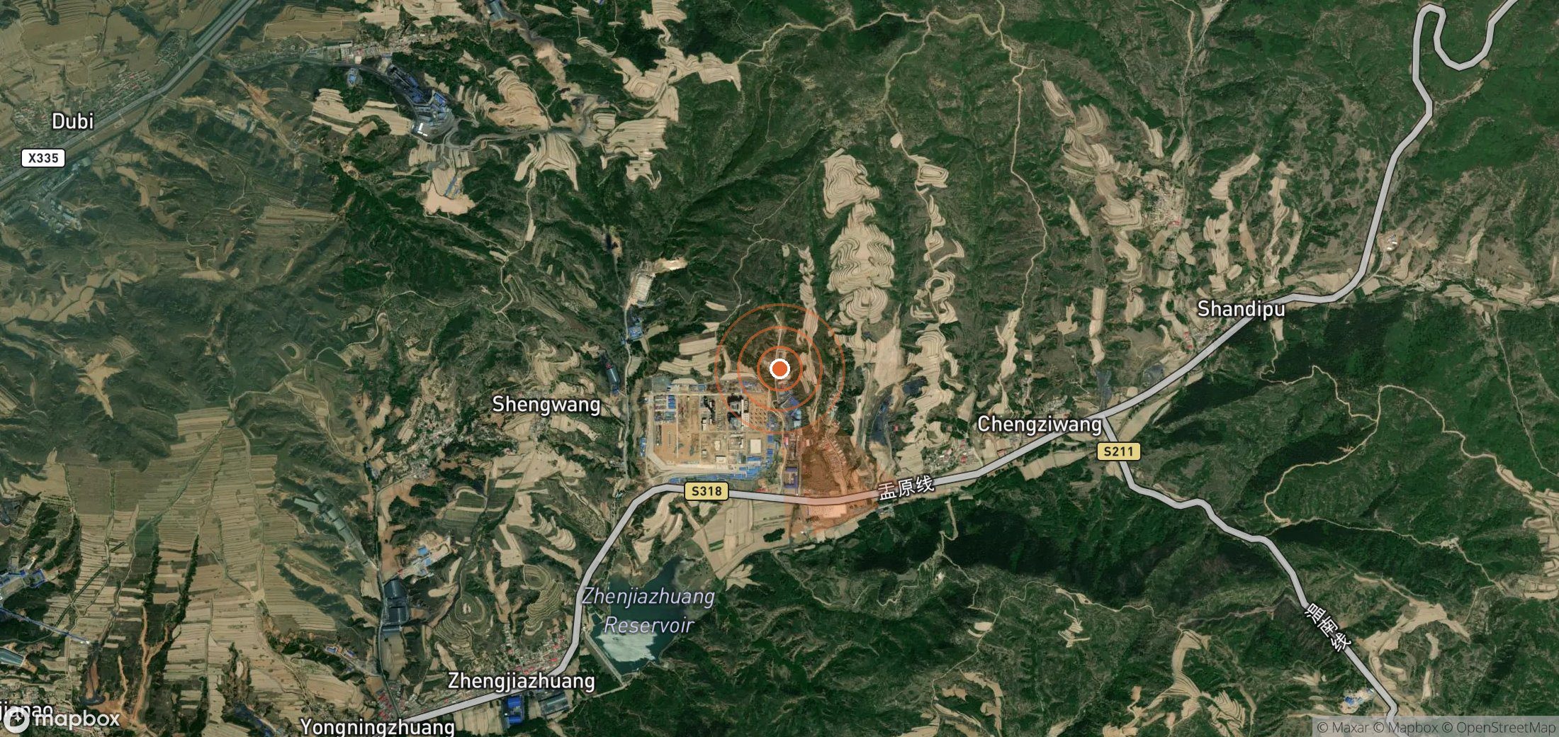Mapa satelital de plumas de metano en China