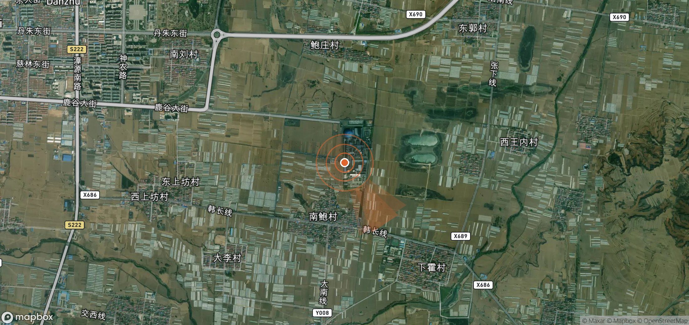 Satellite map of methane plume locations in China