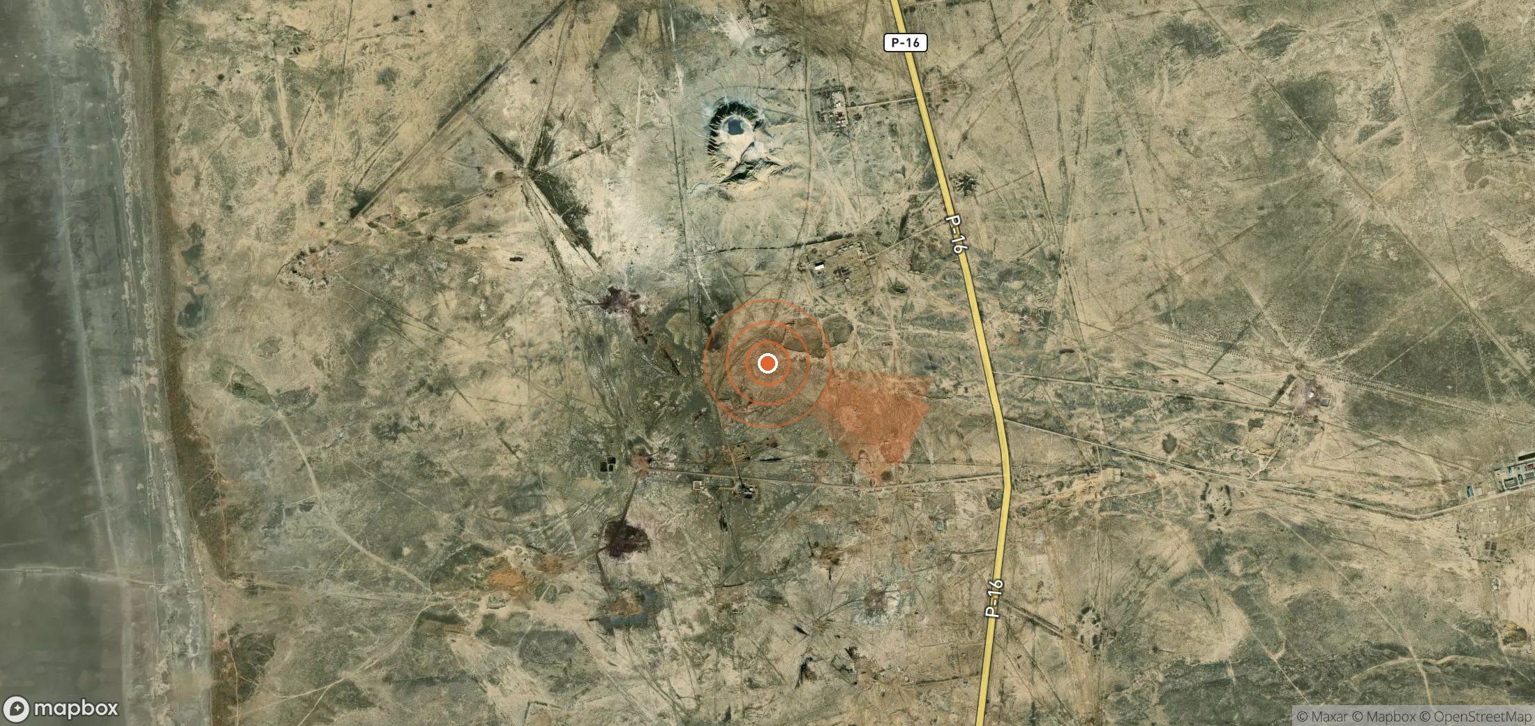Satellite map of methane plume locations in Turkmenistan