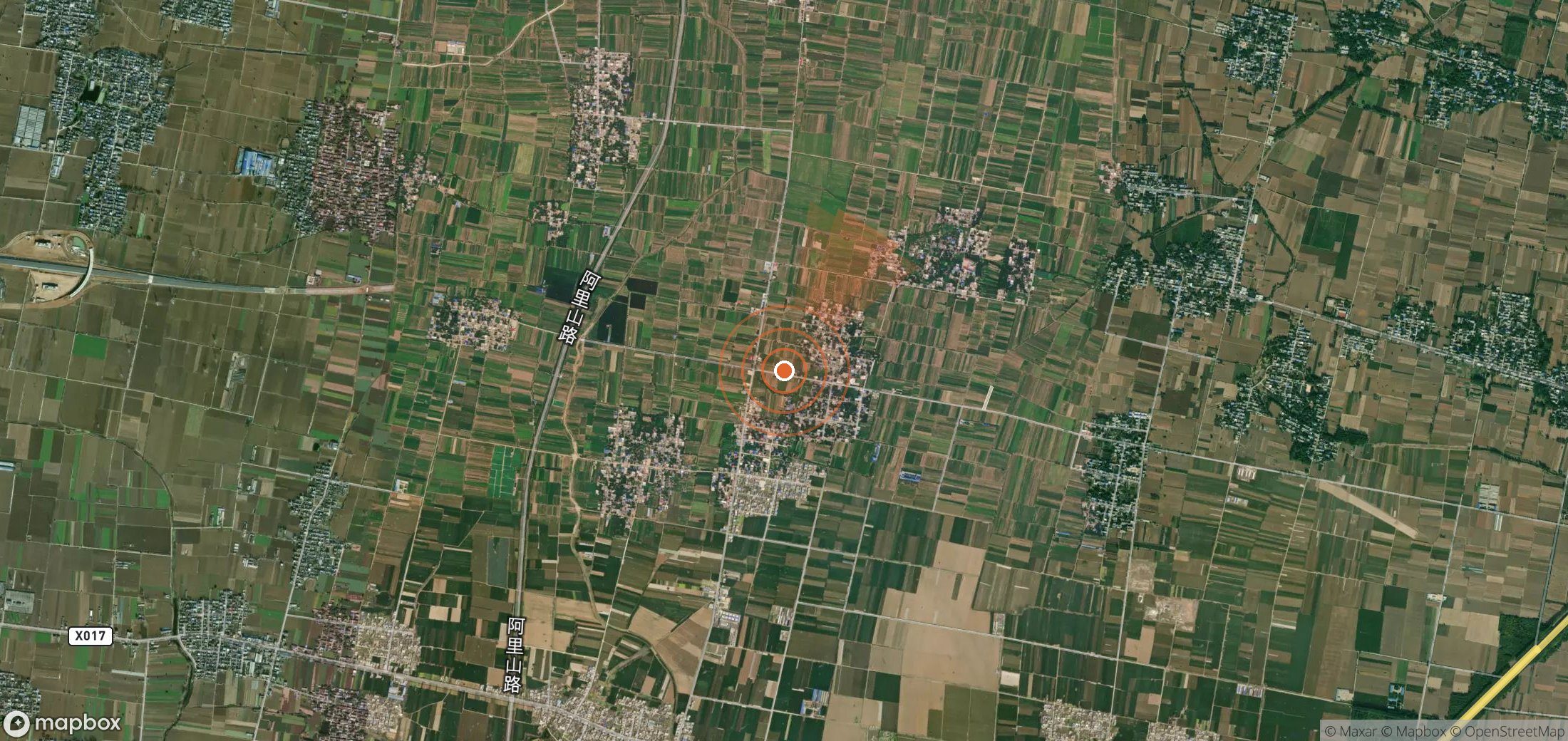 Satellite map of methane plume locations in China