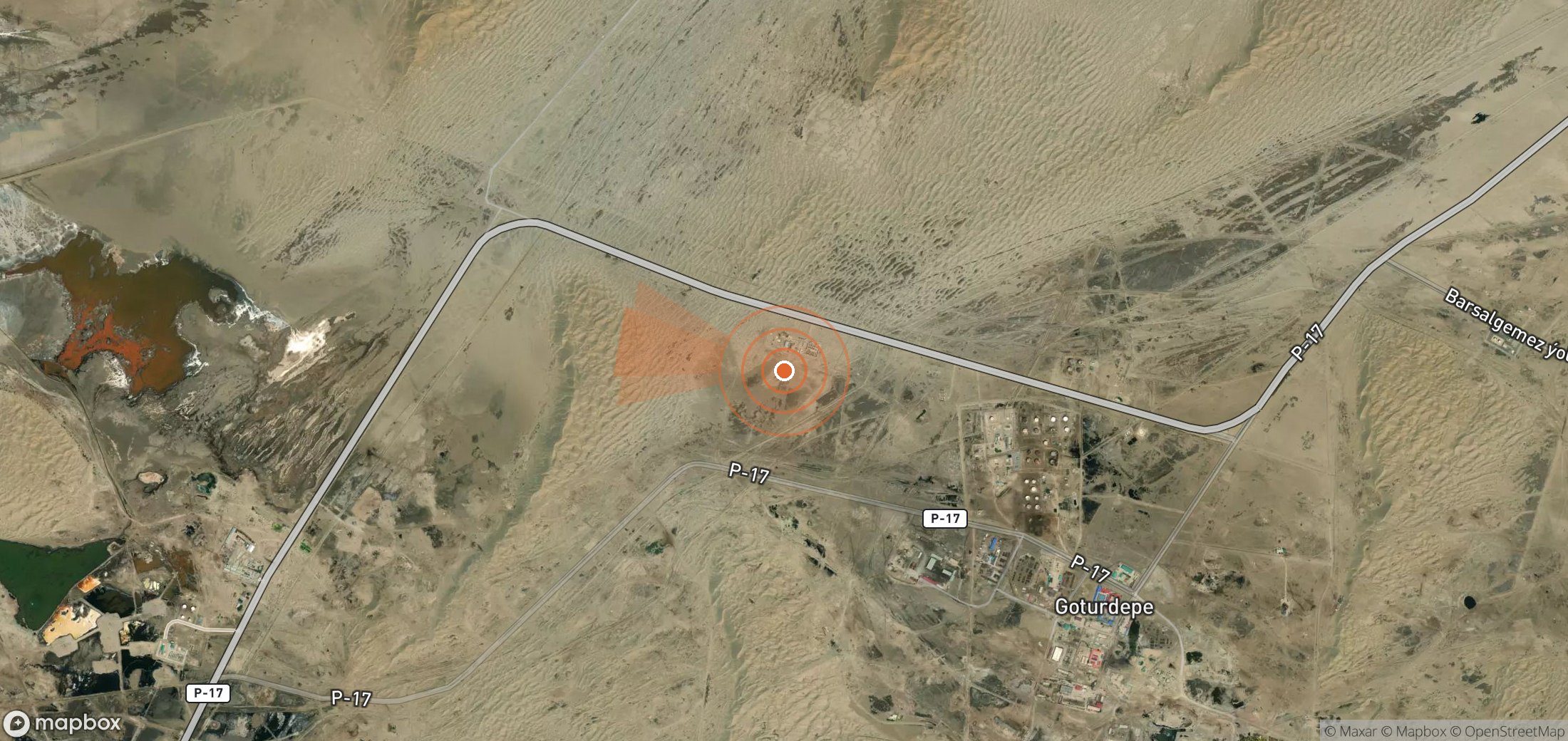 Mapa satelital de plumas de metano en Turkmenistán