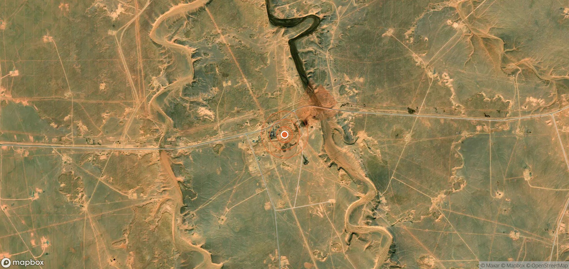 Mapa satelital de plumas de metano en Argelia