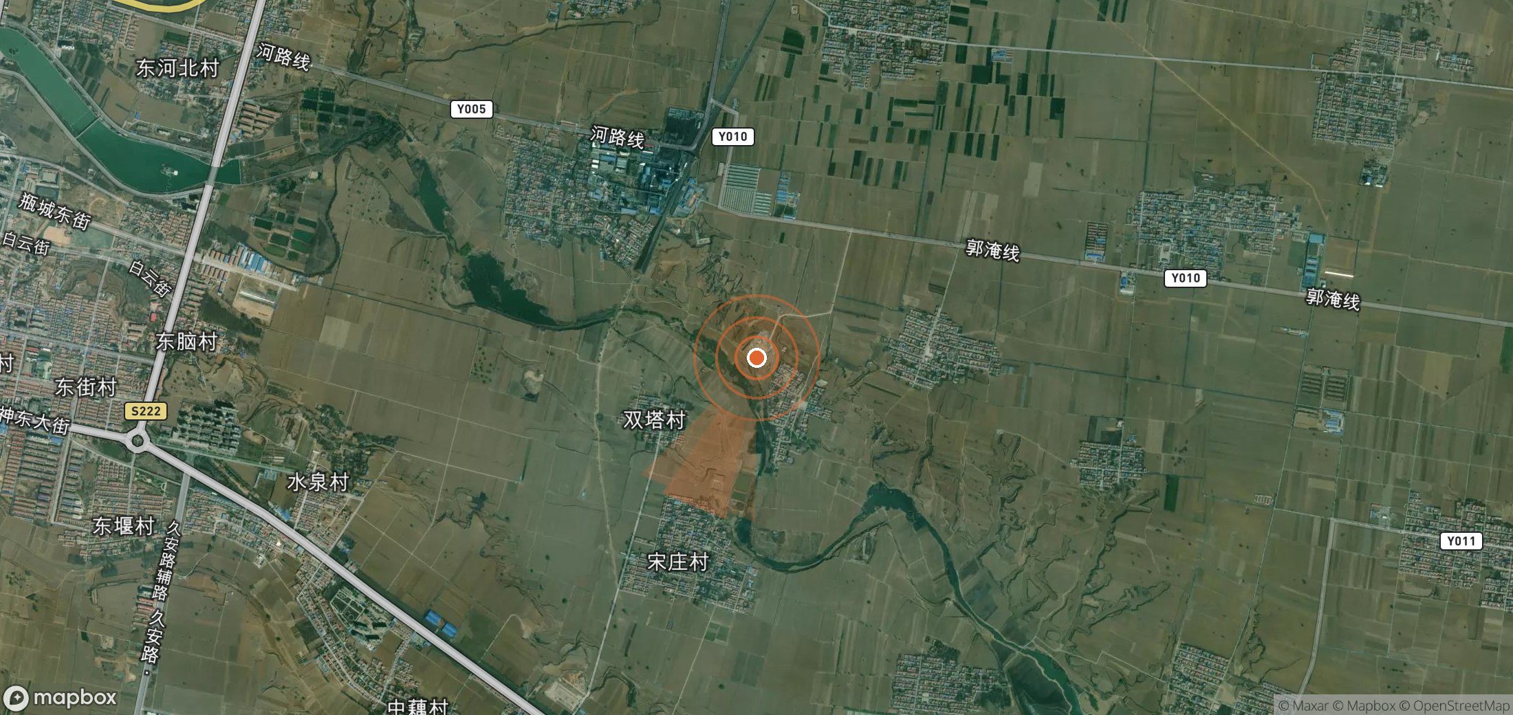 Satellite map of methane plume locations in China