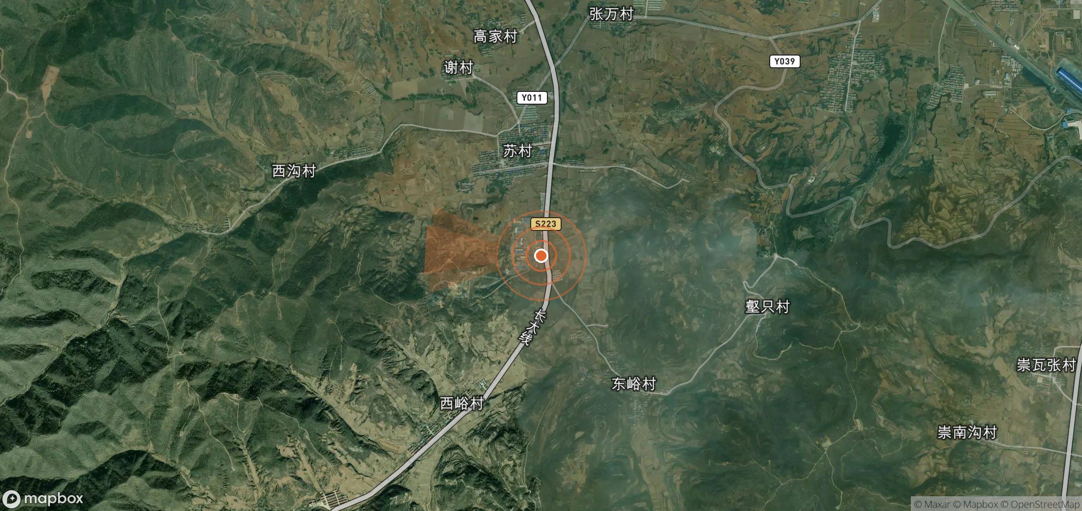 Mapa satelital de plumas de metano en China