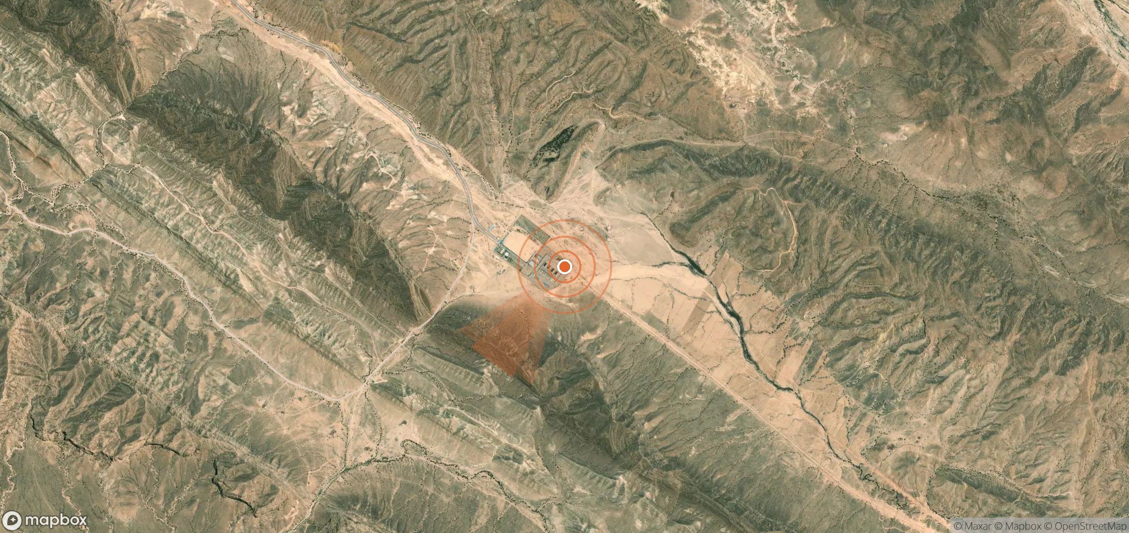 Mapa satelital de plumas de metano en Irán