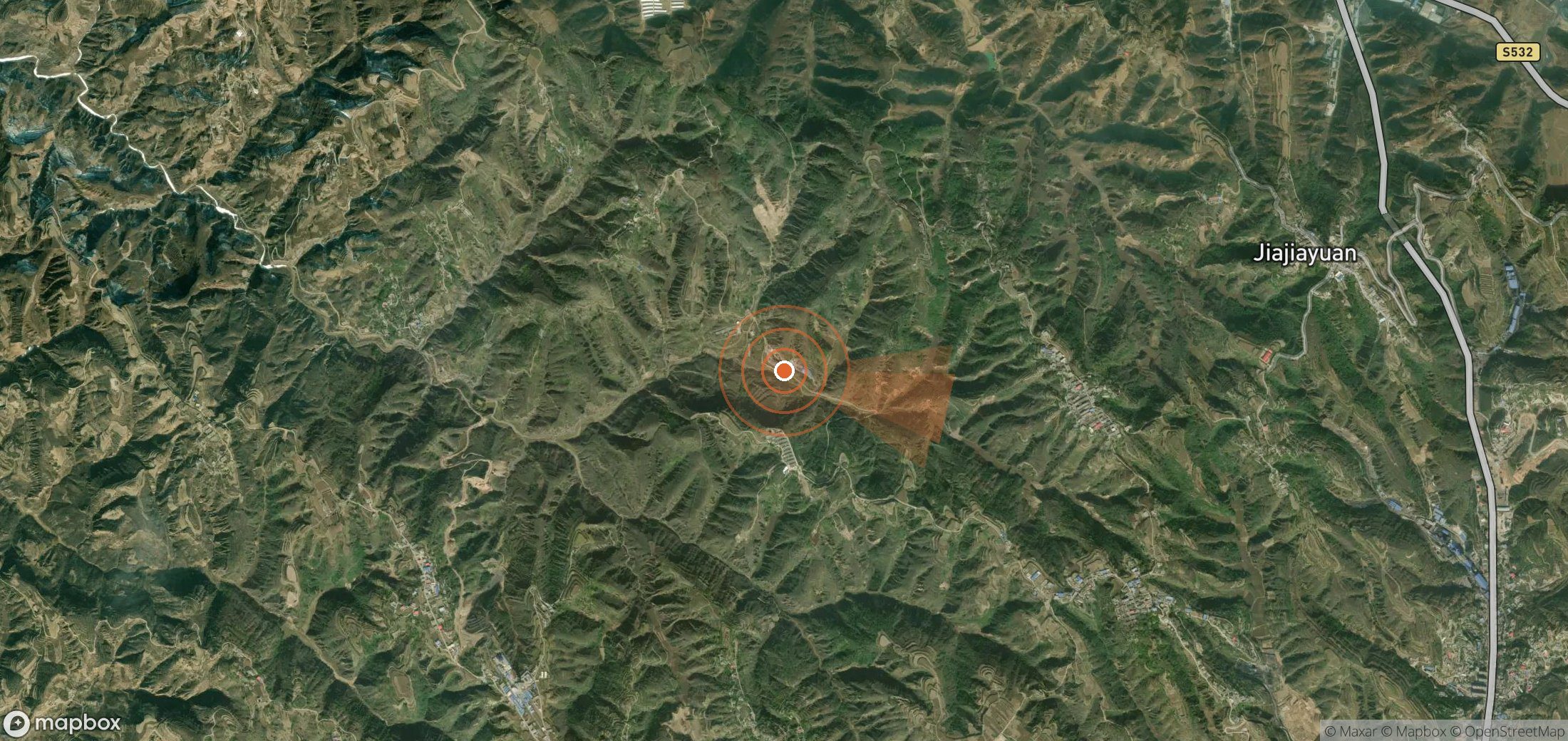 Satellite map of methane plume locations in China