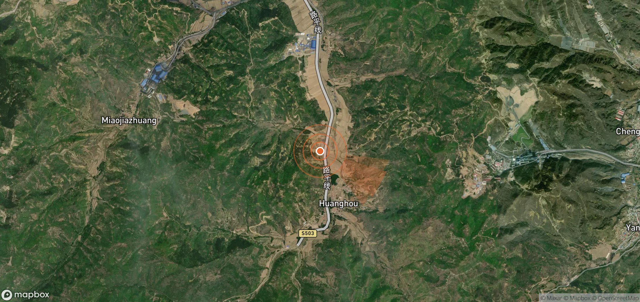 Satellite map of methane plume locations in China