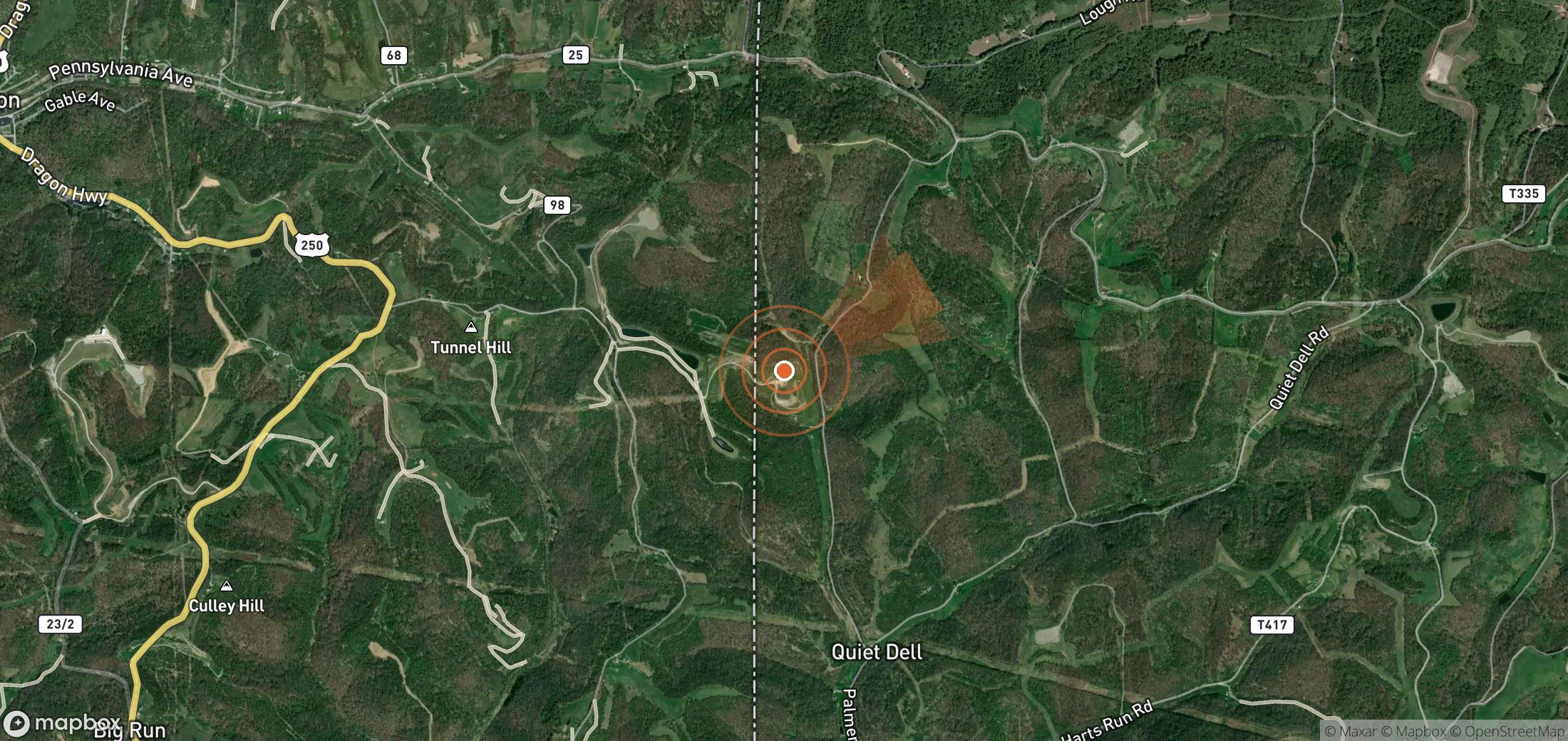 Satellite map of methane plume locations in United States