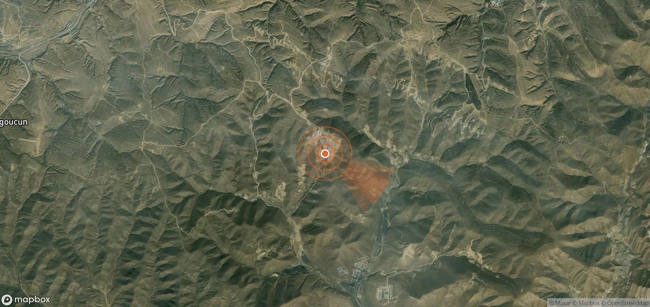 Satellite map of methane plume locations in China