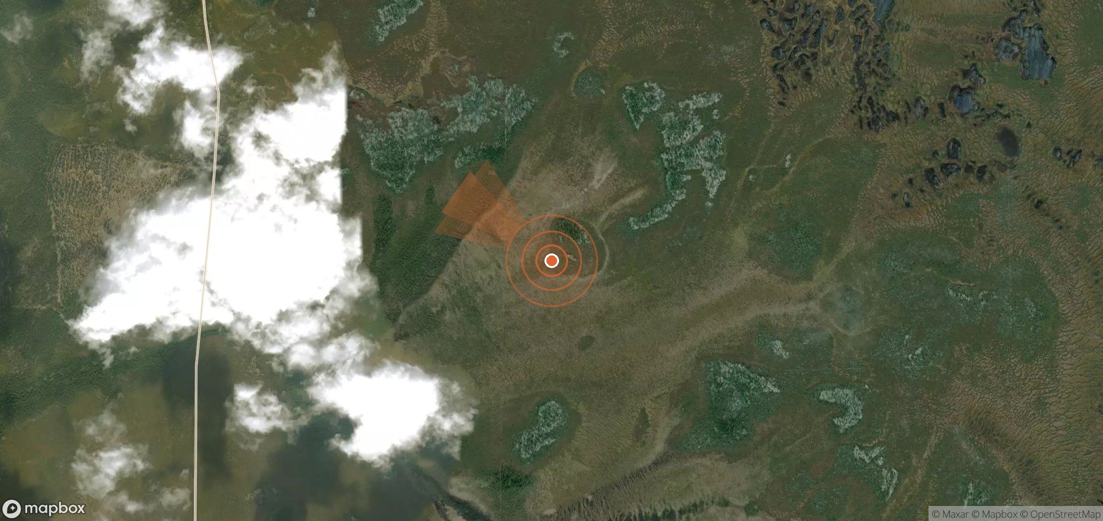 Satellite map of methane plume locations in Russia