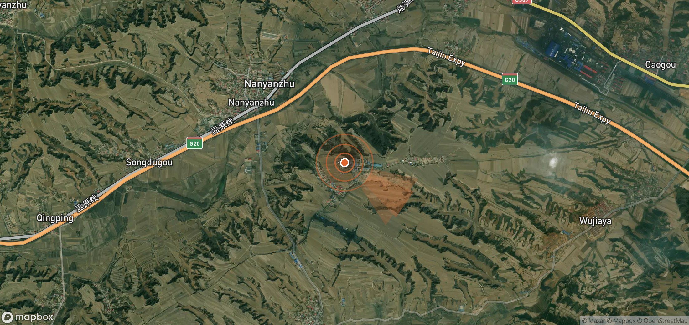 Mapa satelital de plumas de metano en China