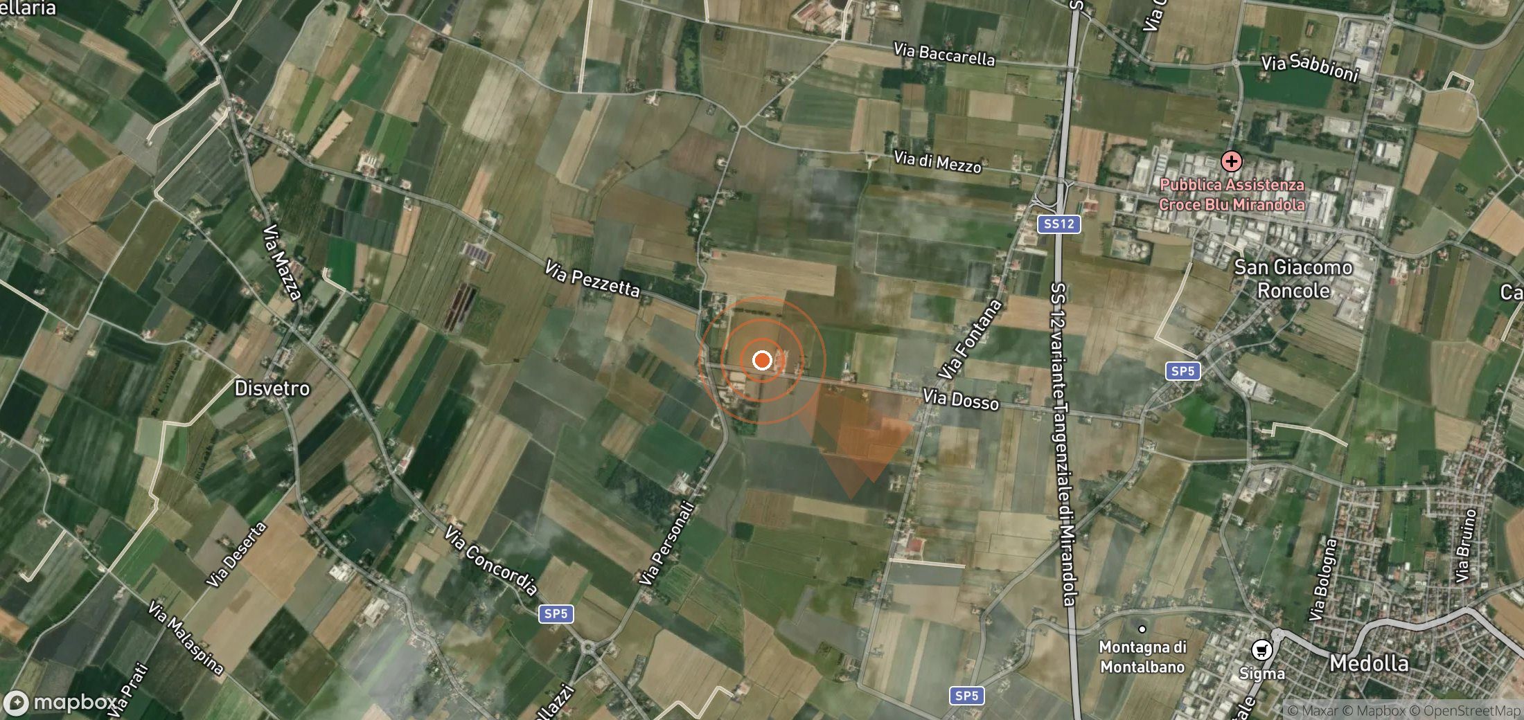 Satellite map of methane plume locations in Italy