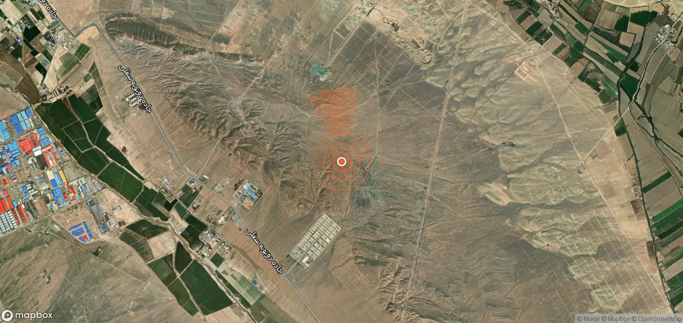 Satellite map of methane plume locations in Iran