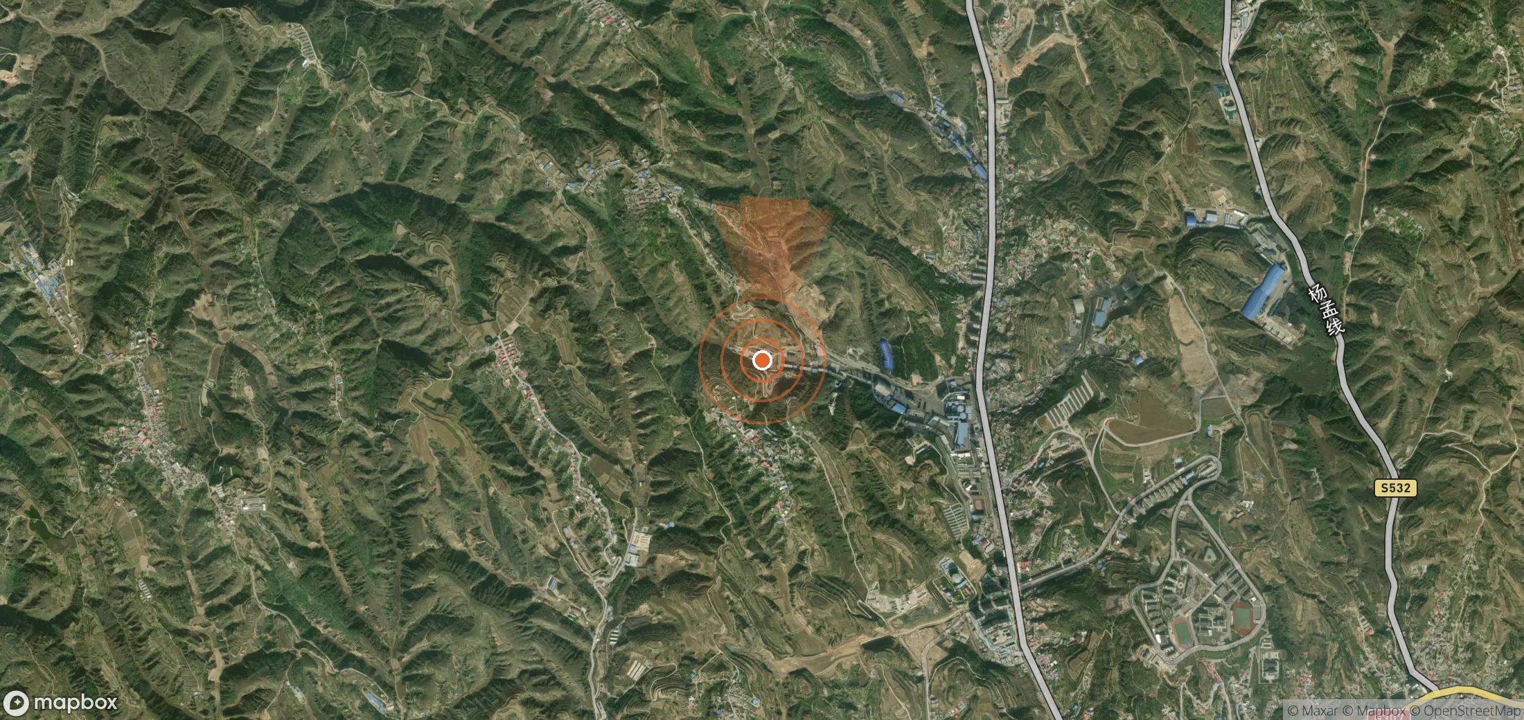 Satellite map of methane plume locations in China