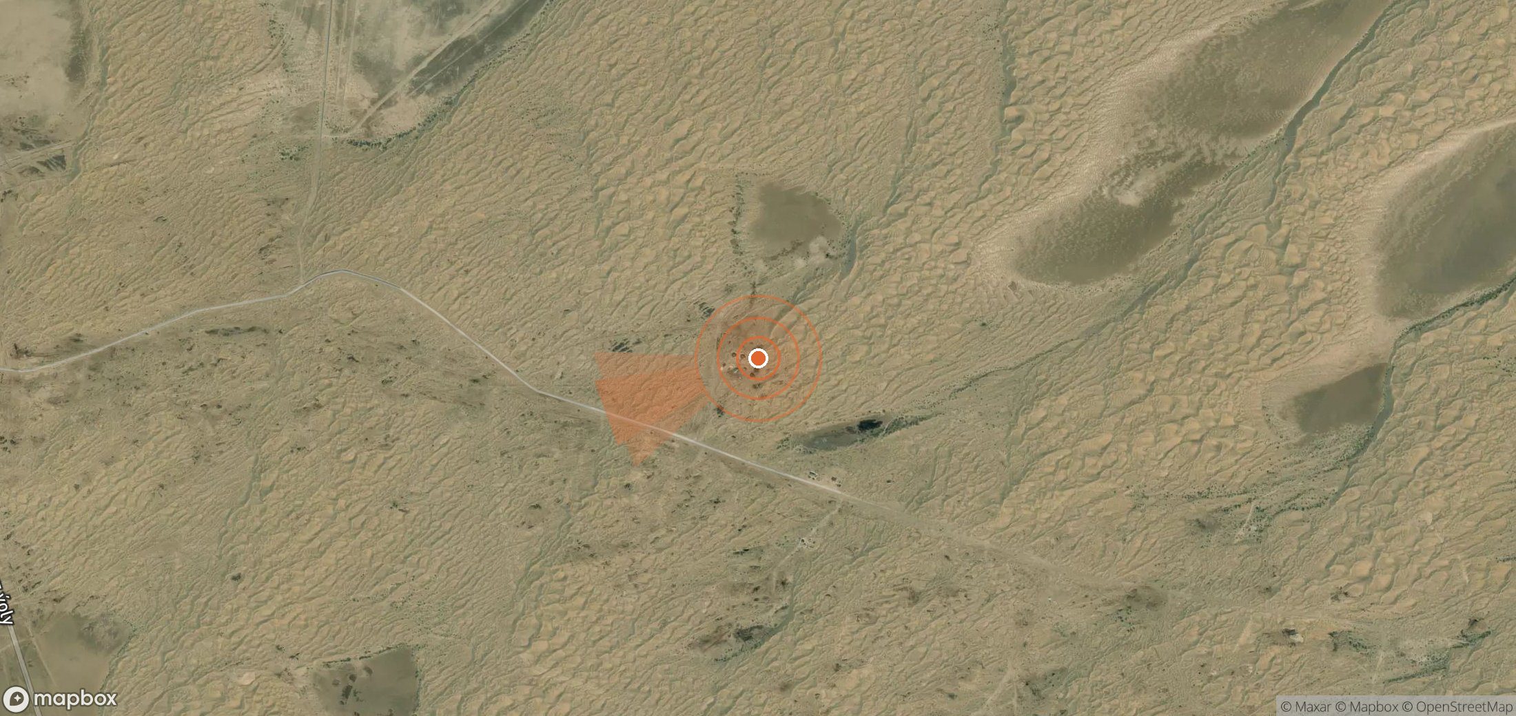 Satellite map of methane plume locations in Turkmenistan