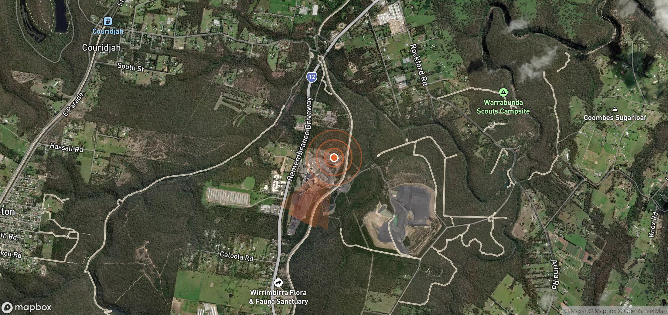 Mapa satelital de plumas de metano en Australia