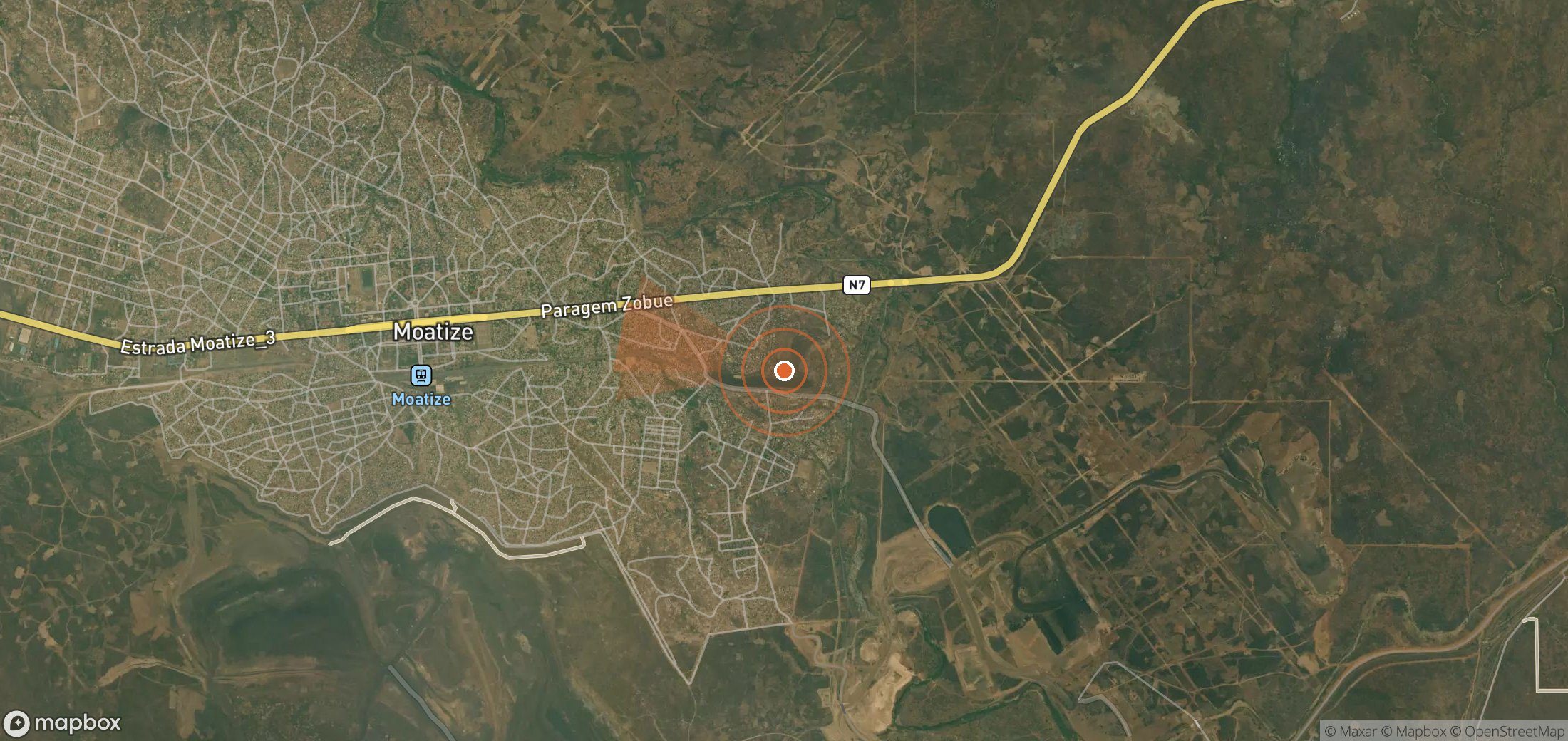Satellite map of methane plume locations in Mozambique