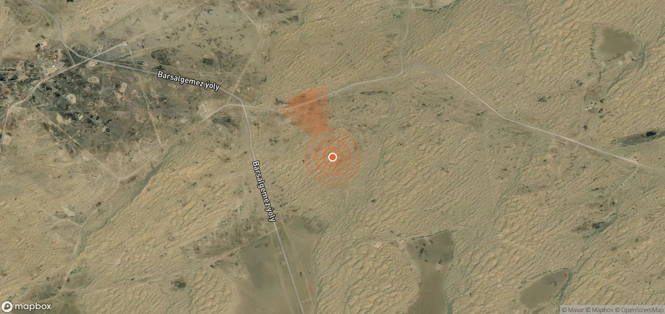 Satellite map of methane plume locations in Turkmenistan