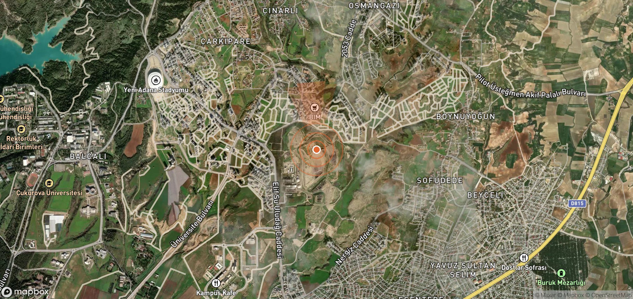 Mapa satelital de plumas de metano en Turquía