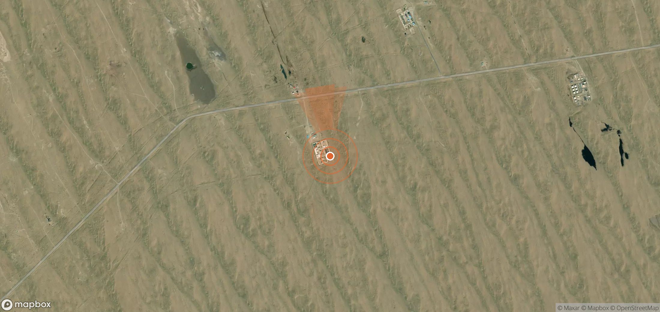 Satellite map of methane plume locations in Turkmenistan