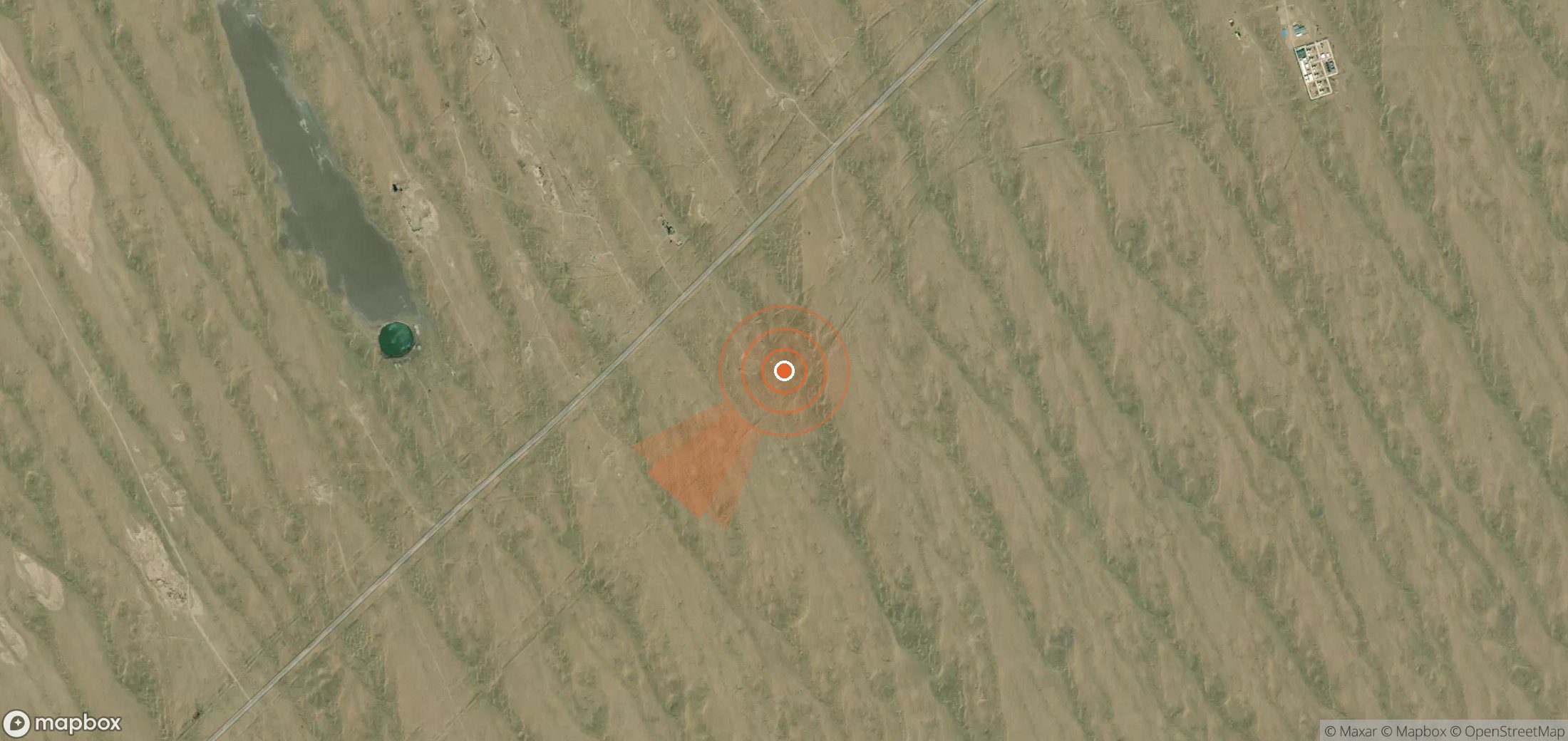 Mapa satelital de plumas de metano en Turkmenistán