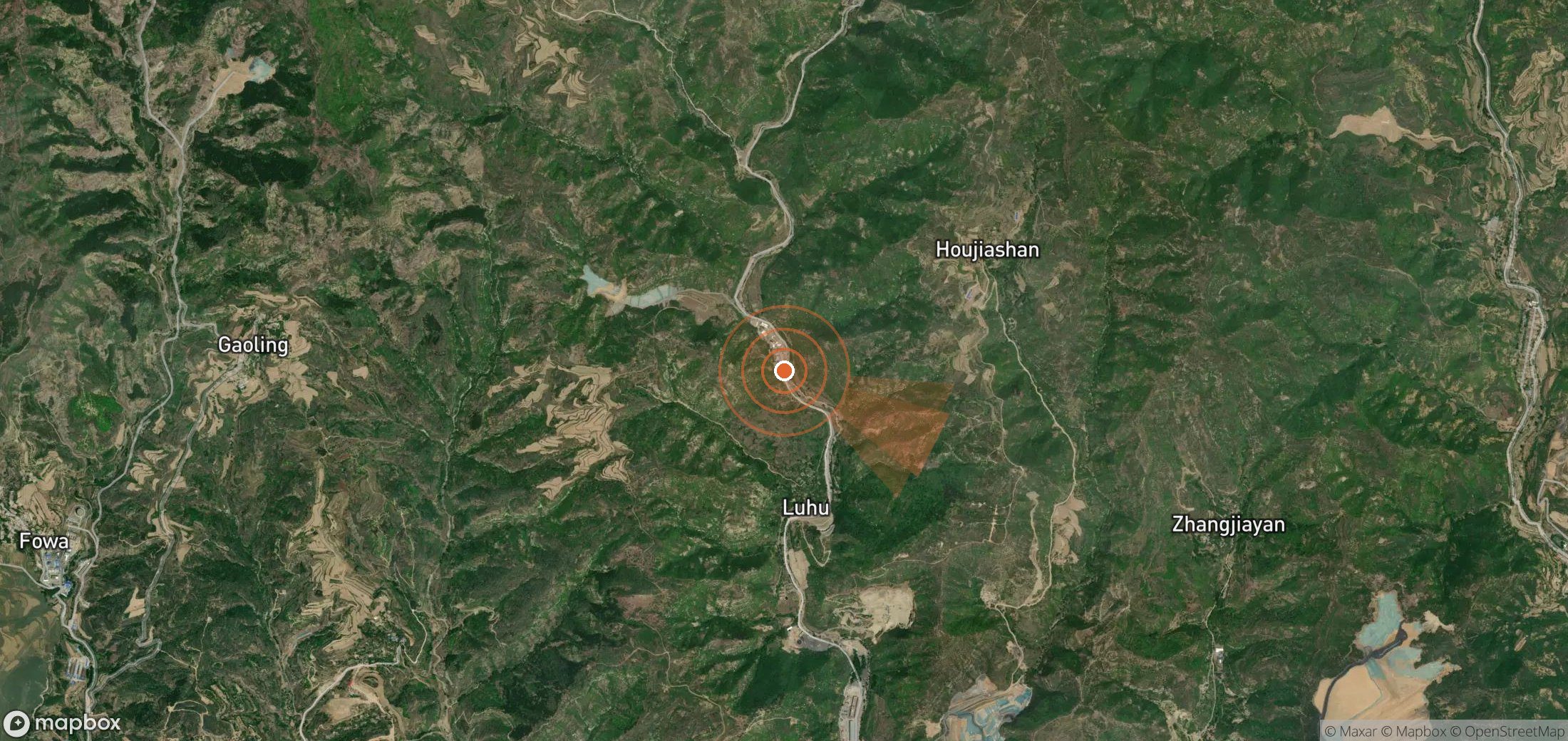 Mapa satelital de plumas de metano en China