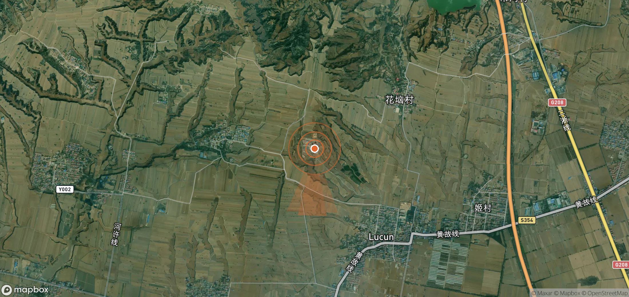 Satellite map of methane plume locations in China