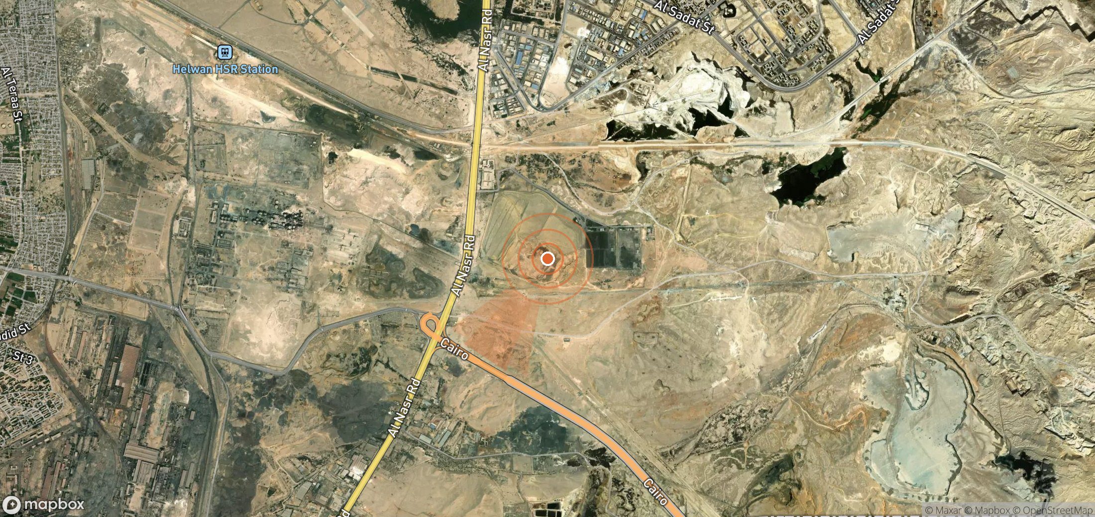 Mapa satelital de plumas de metano en Egipto