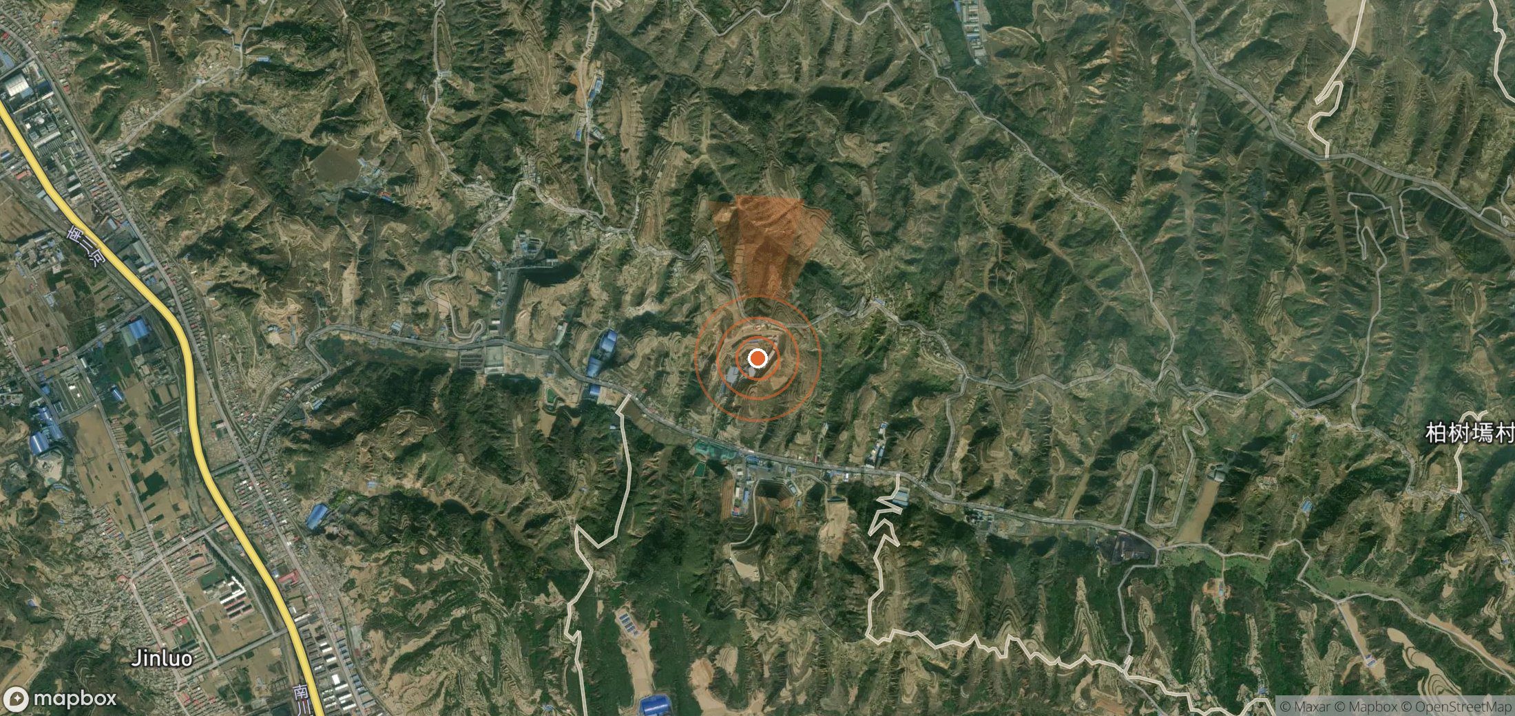 Mapa satelital de plumas de metano en China