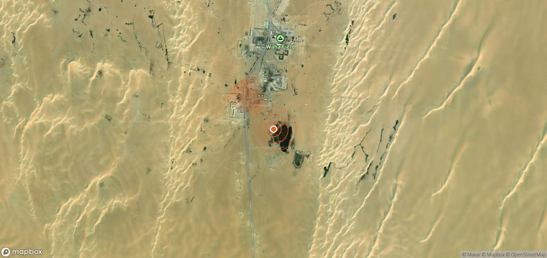 Satellite map of methane plume locations in Libya