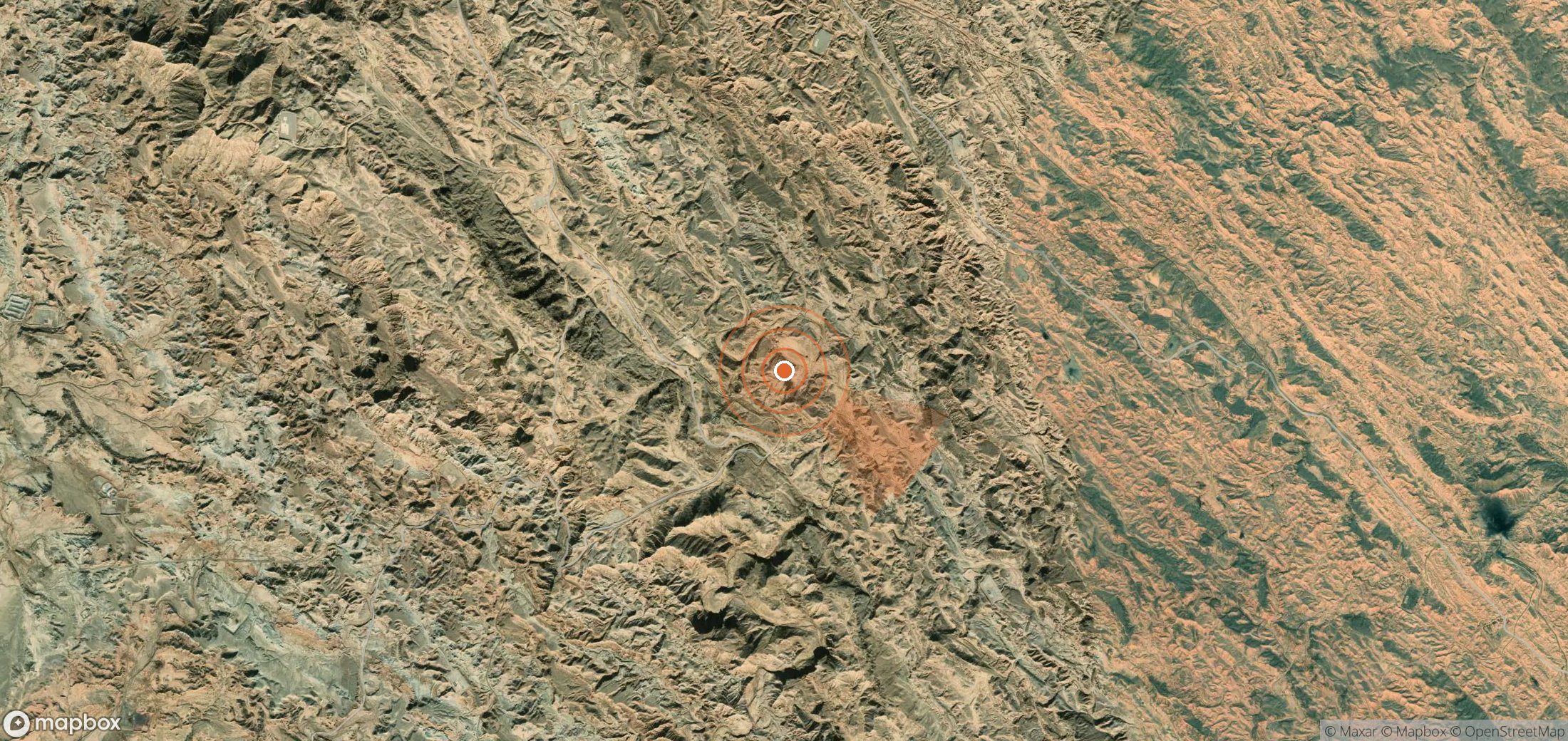 Mapa satelital de plumas de metano en Irán