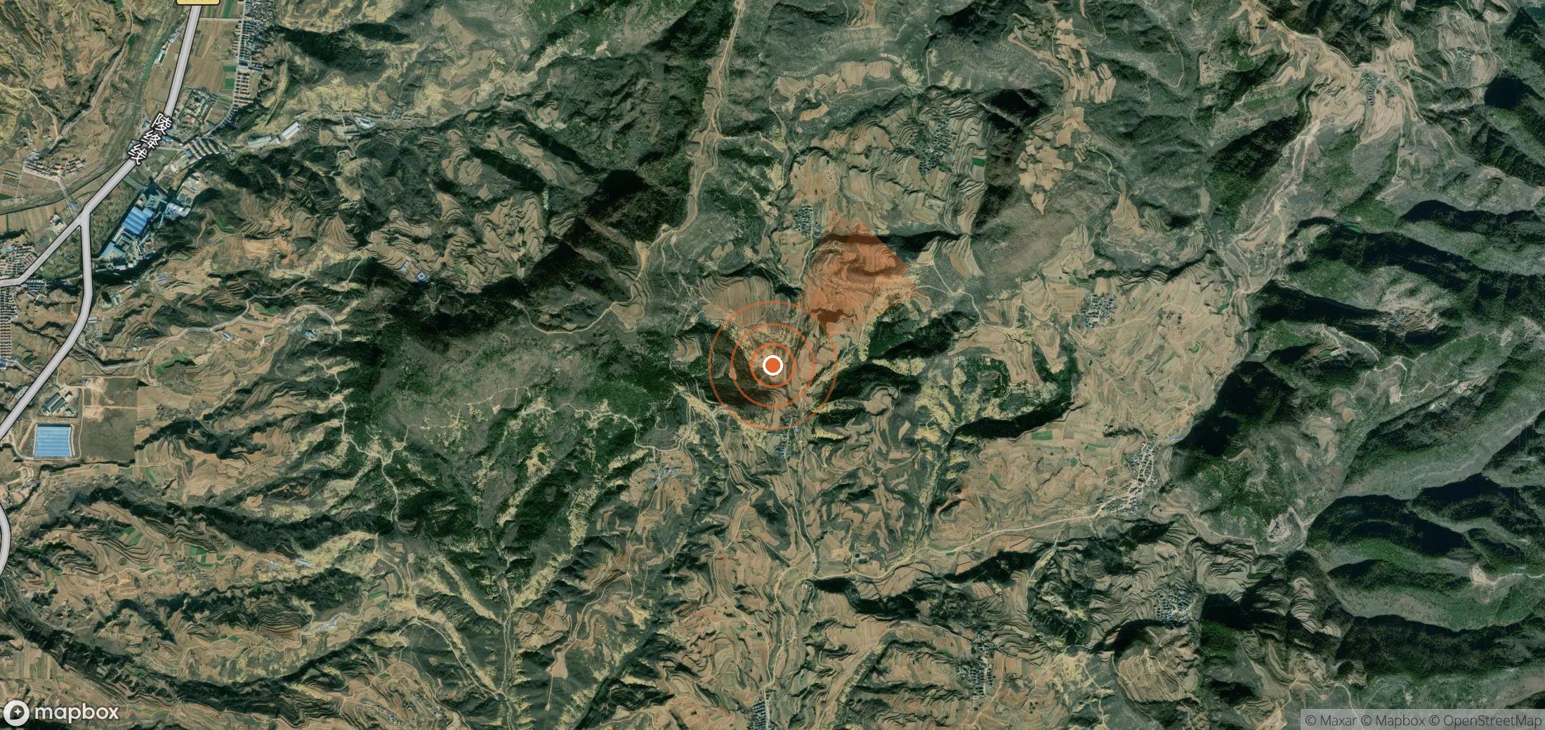 Satellite map of methane plume locations in China