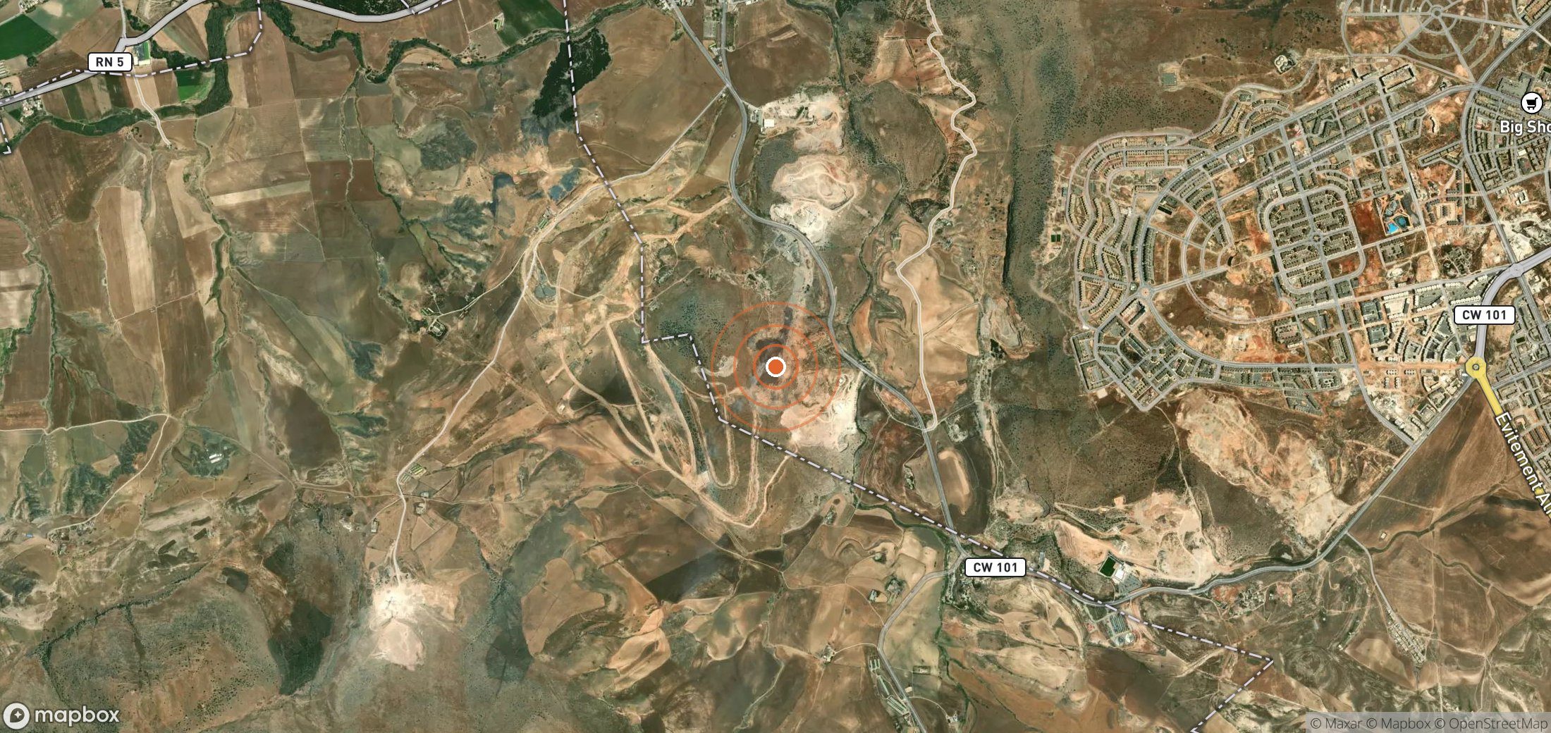Satellite map of methane plume locations in Algeria