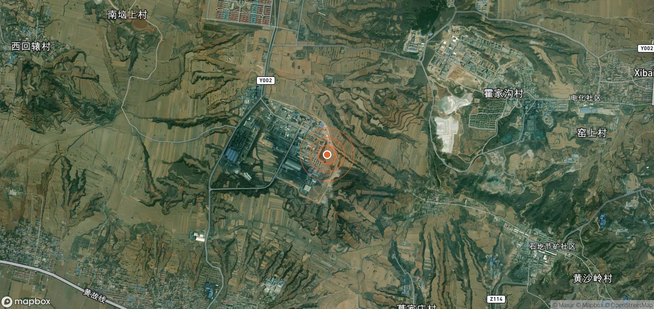 Satellite map of methane plume locations in China