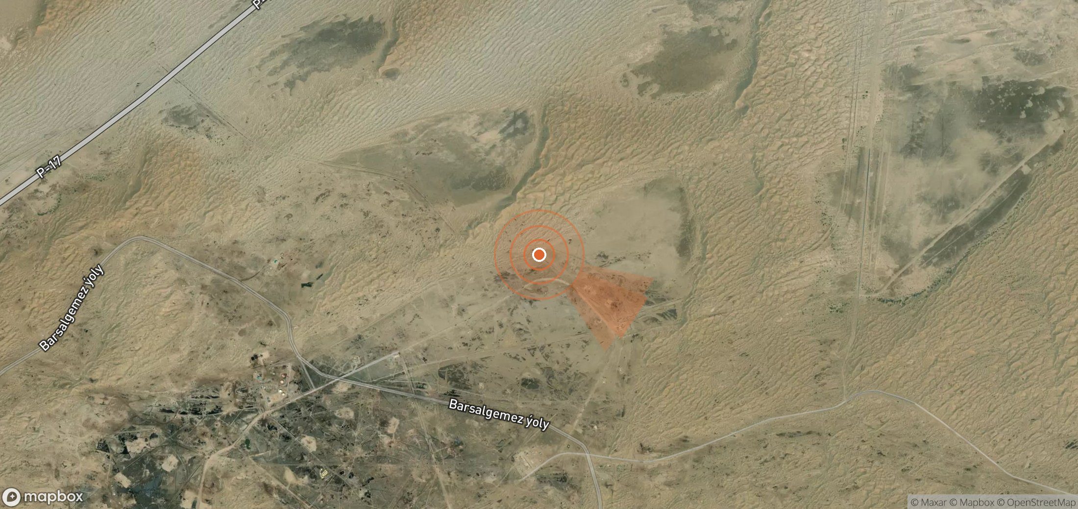 Mapa satelital de plumas de metano en Turkmenistán
