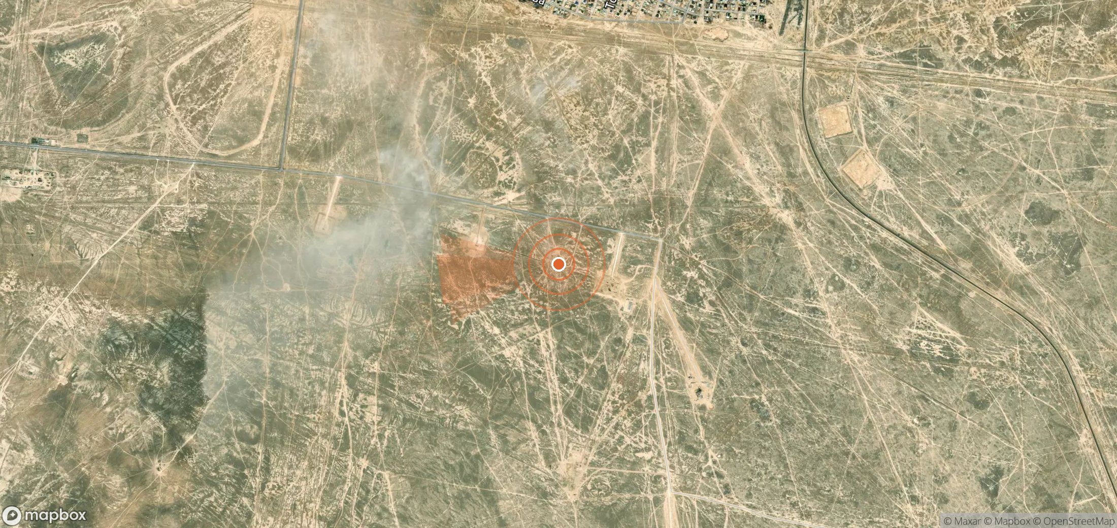 Satellite map of methane plume locations in Kazakhstan