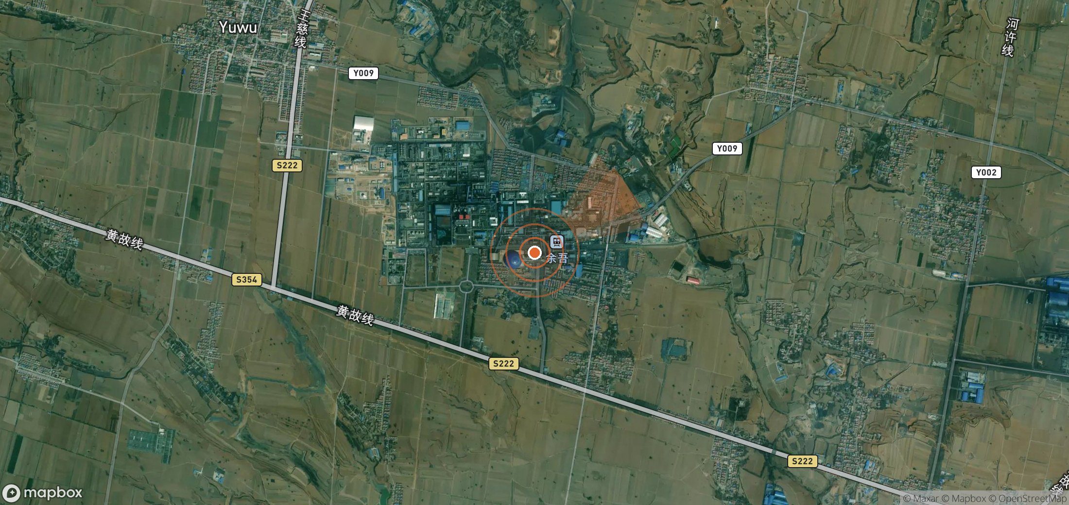 Mapa satelital de plumas de metano en China