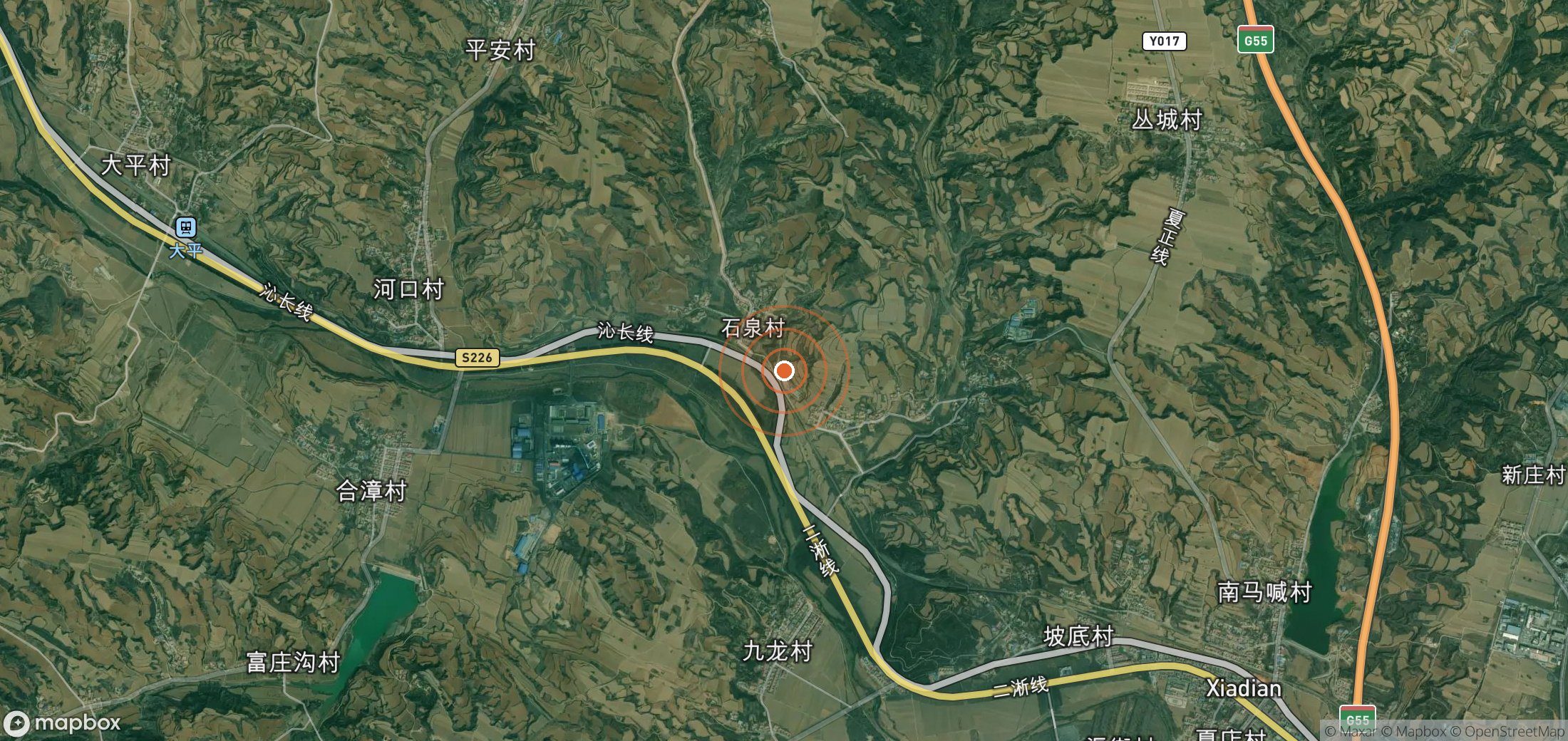 Mapa satelital de plumas de metano en China