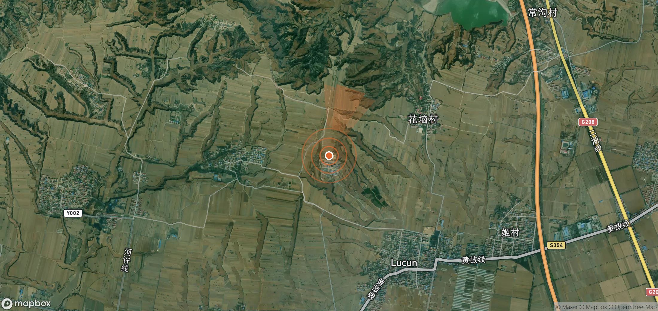 Mapa satelital de plumas de metano en China