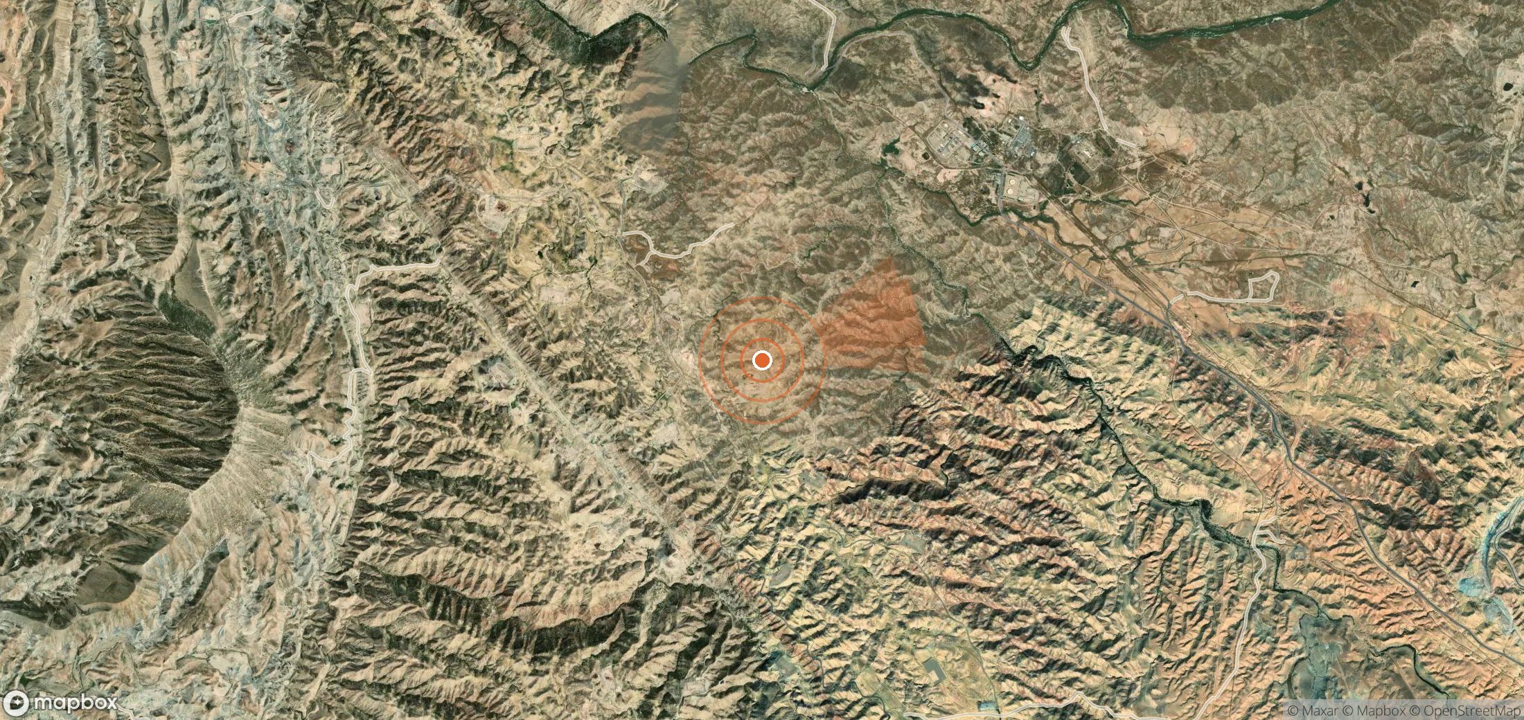 Satellite map of methane plume locations in Iran