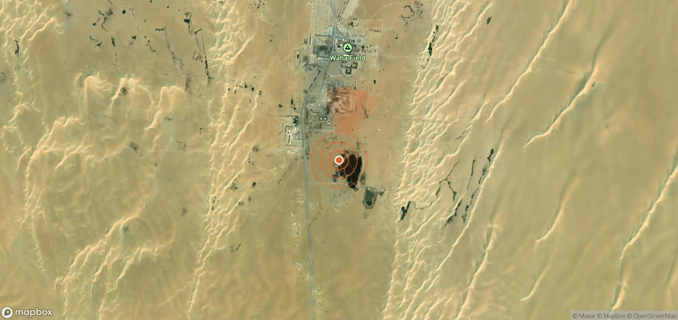 Satellite map of methane plume locations in Libya