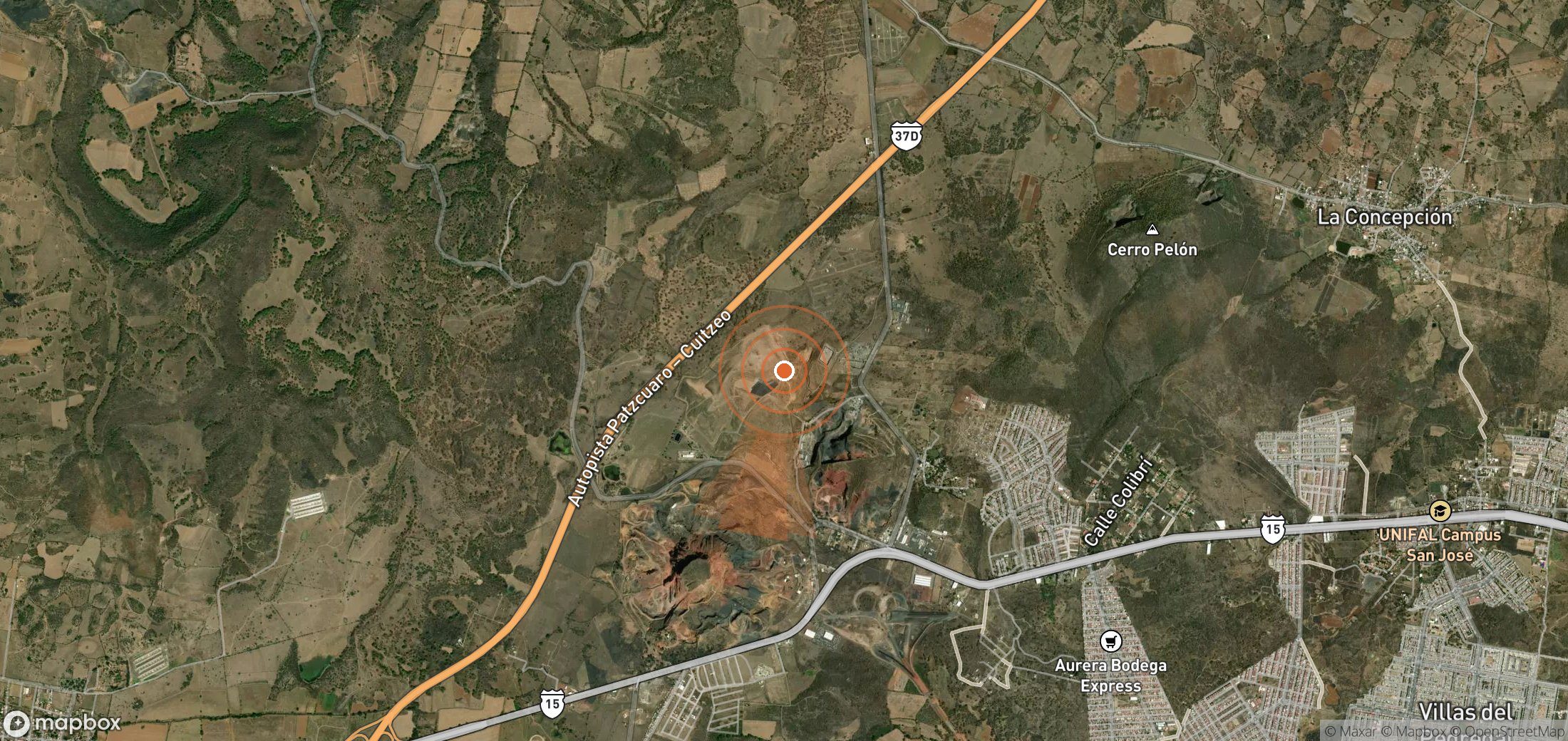 Satellite map of methane plume locations in Mexico