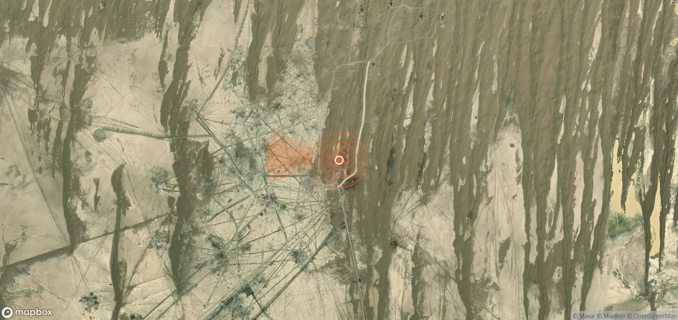 Satellite map of methane plume locations in Turkmenistan