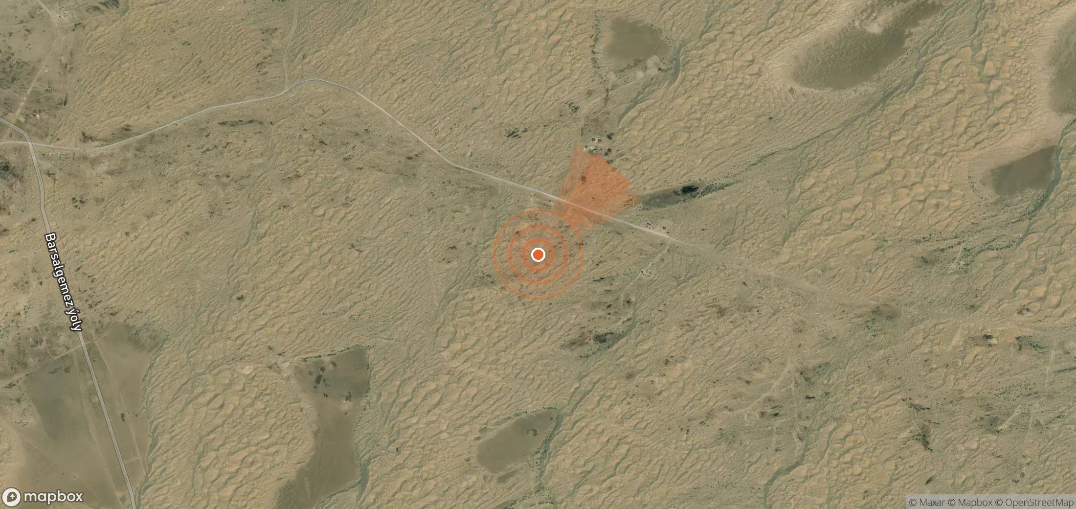 Satellite map of methane plume locations in Turkmenistan