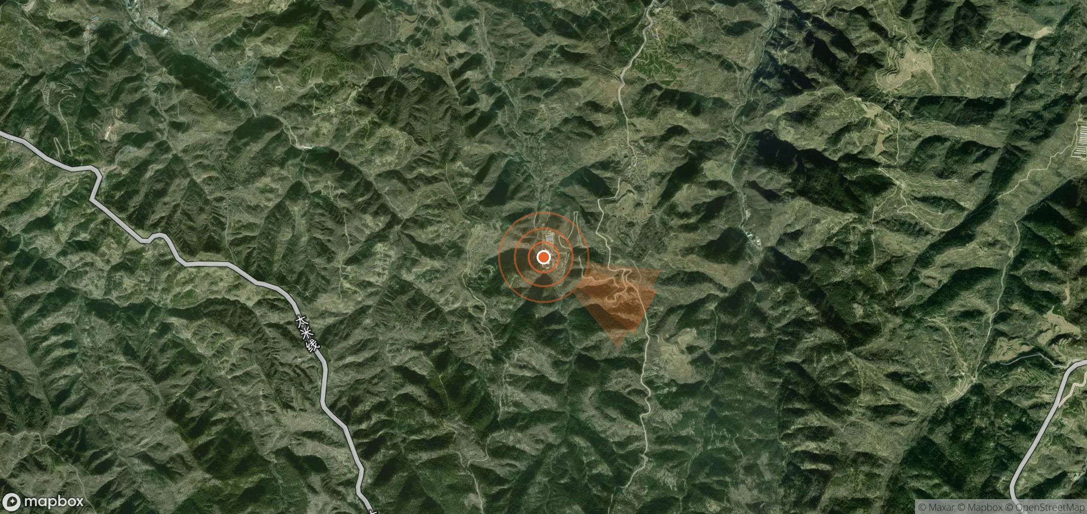 Mapa satelital de plumas de metano en China