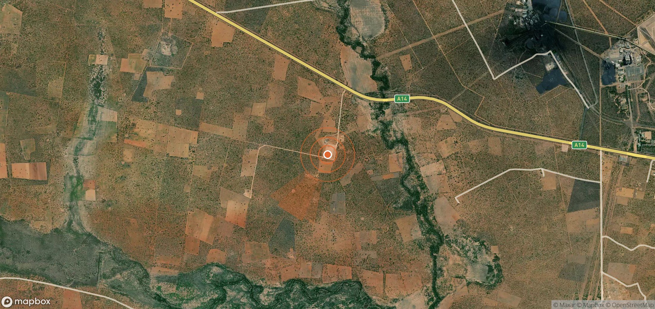 Mapa satelital de plumas de metano en Botsuana