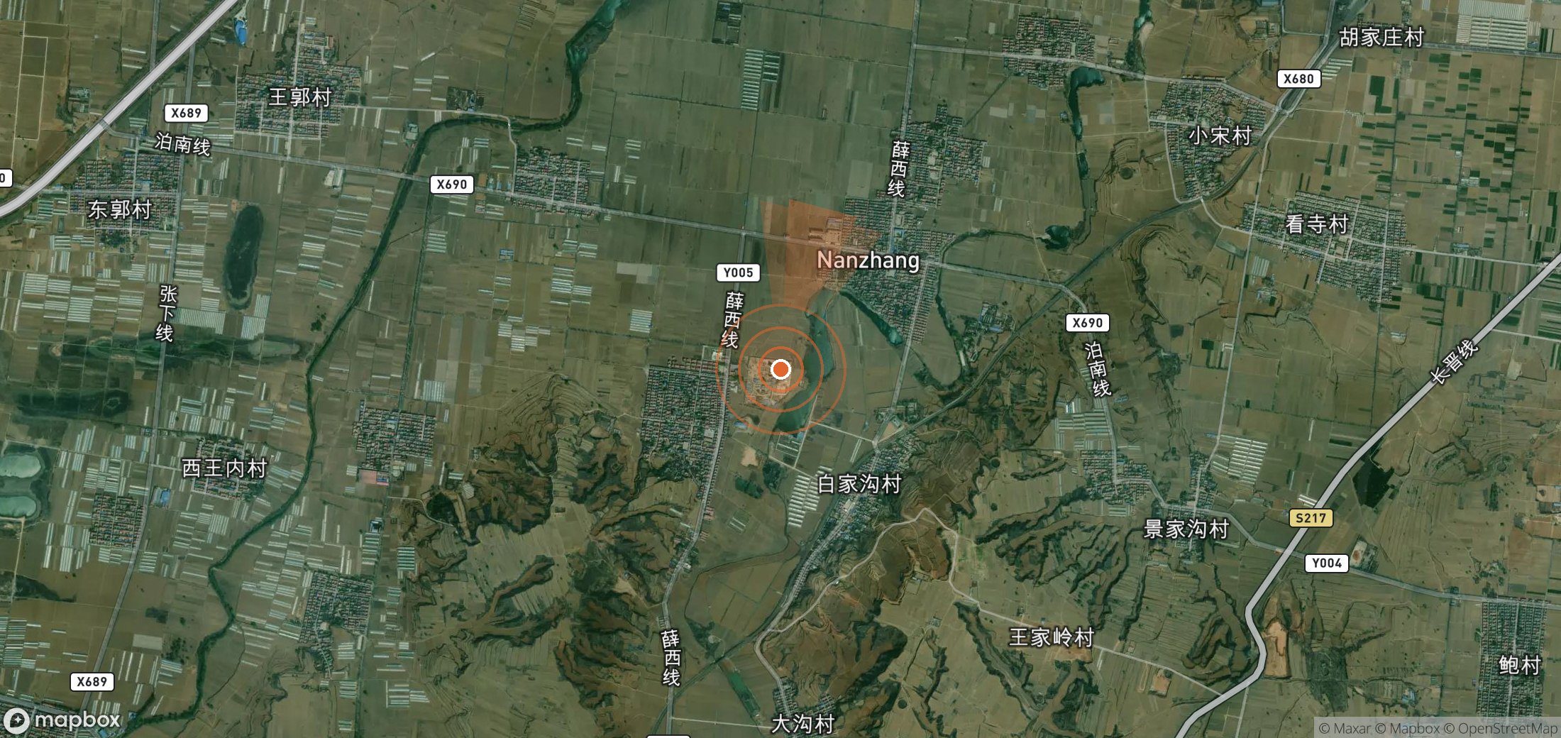 Satellite map of methane plume locations in China