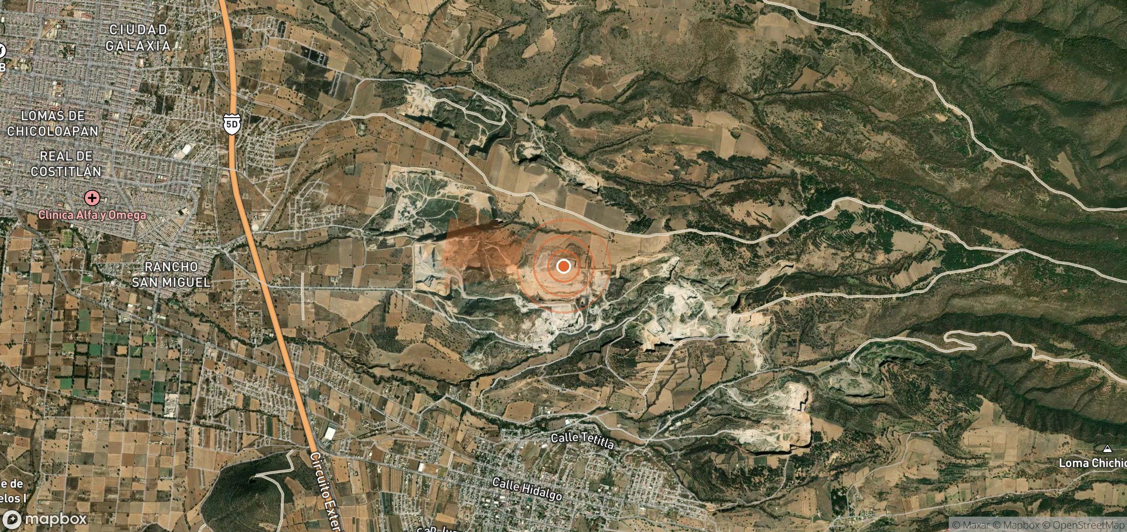 Satellite map of methane plume locations in Mexico