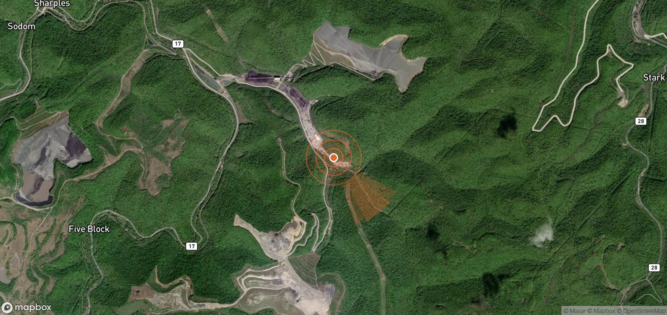 Satellite map of methane plume locations in United States