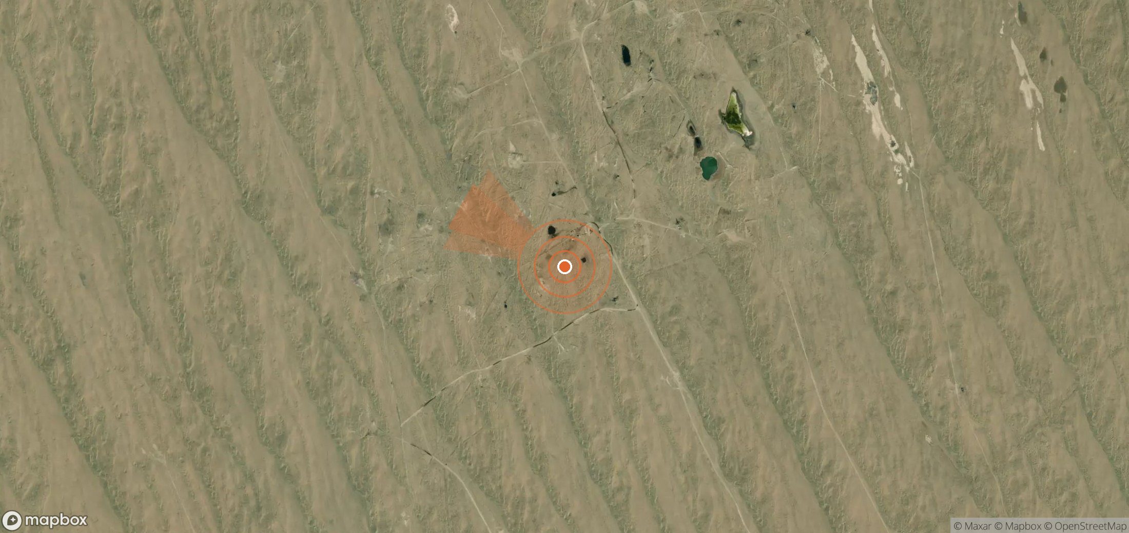 Satellite map of methane plume locations in Turkmenistan